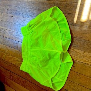 Lululemon, neon green/yellow shorts, size 4